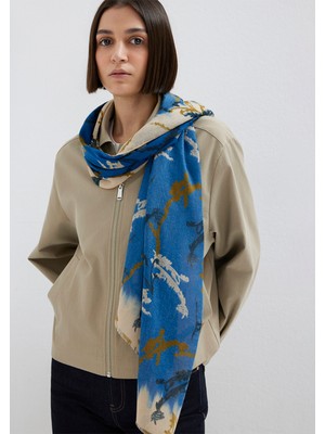 Mavi Desenli Lacivert Şal 1913849-35596