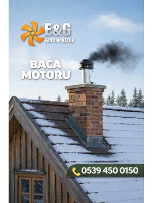 E&G Fan Aspiratör Egbm Soba Borusunu Sökmeden Temizlemeye Yardımcı Baca Motoru -Duman Geri Basmaz 10 Metre Kablo - Siyah