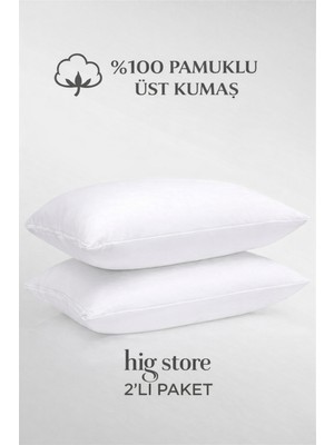 Hig Store Ekomod %100 Pamuk Sıvı Su Geçirmez Yastık Alezi 2 Adet 50X70 Ebat Fermuarlı