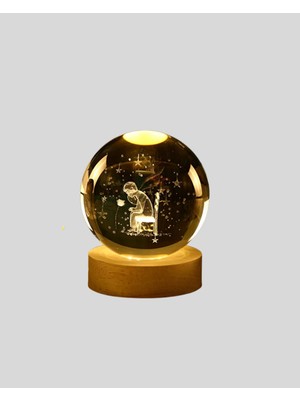 Rory Küçük Prens Temalı Büyük Boy Işıklı Cam Küre Ahşap Stand