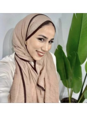 Modakaşmir Aminenesil Biyeli Müslin Şal Vizon Renk