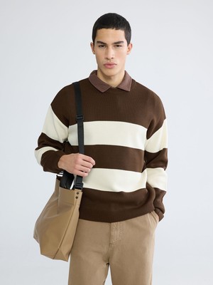 Lc Waikiki Yeni Sezon Bisiklet Yaka Çizgili Erkek Triko Kazak