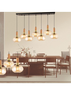 Lampaluce Forte Modern Tasarımlar Salon Oturma Odası Sarkıt Yemek Masası Üzeri Avizesi 7li