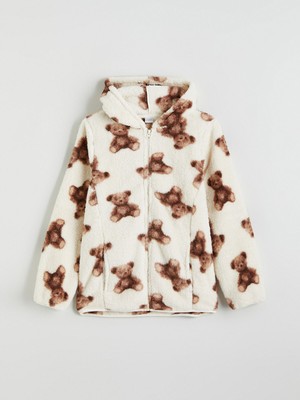 Lc Waikiki Yeni Sezon Kapüşonlu Pelüş Kız Çocuk Fermuarlı Sweatshirt