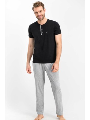 Arnetta 632 Everyday Erkek Düğmeli Yaka Kısa Kollu Pijama Takım