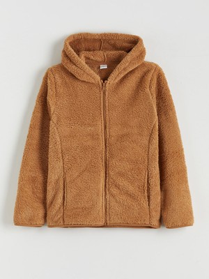 Lc Waikiki Yeni Sezon Kapüşonlu Pelüş Kız Çocuk Fermuarlı Sweatshirt