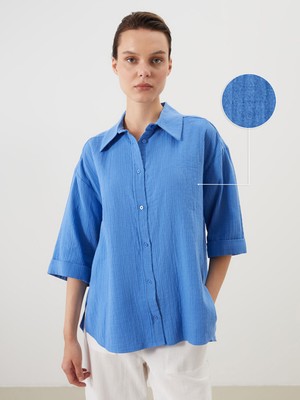 Lc Waikiki Yeni Sezon Oversize Dokulu Kadın Gömlek