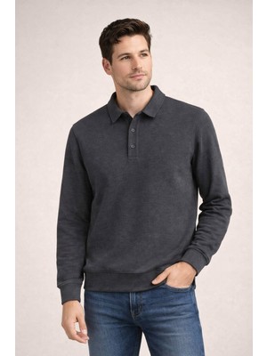 Erkek Uzun Kollu Polo Yaka Sweatshirt