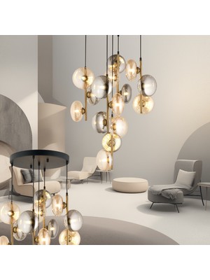 Lampaluce Valentina Modern Tasarımlar Camlı Avize 5li