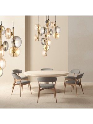 Lampaluce Valentina Modern Tasarımlar Camlı Yemek Masası Üzeri Avize 5\'li