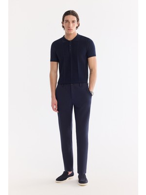 AVVA Erkek Lacivert Beli Lastikli Viskon Karışımlı Elastan Slim Fit Pantolon A61Y3212