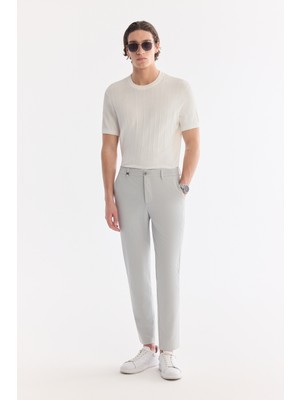 AVVA Erkek Gri Beli Lastikli Viskon Karışımlı Elastan Slim Fit Pantolon A61Y3212