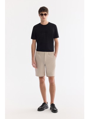 AVVA Erkek Bej Yanı Lastikli Gofreli Relaxed Fit Chino Şort A61Y3730