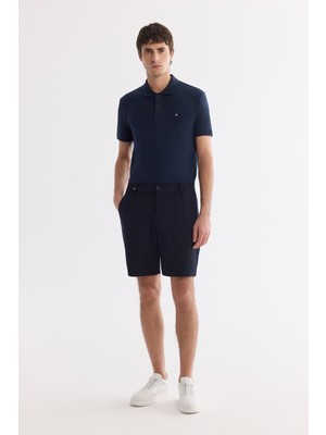 AVVA Erkek Lacivert Yanı Lastikli Gofreli Relaxed Fit Chino Şort A61Y3730