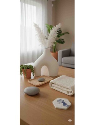 Minimalist Krem Renk Seramik Dekoratif Vazo
