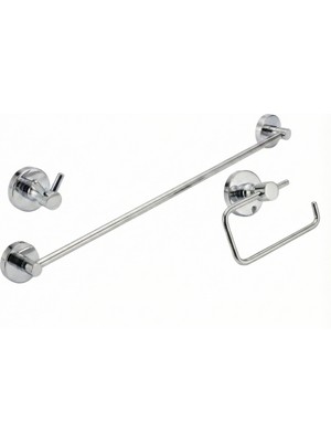 Enalburumtr Paslanmaz Krom 2'li Bornoz Askısı / Tuvalet Kağıdı Askısı / Havluluk / 3'lü Banyo Set