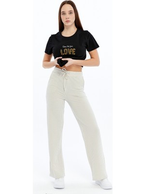 Viole&more Kadın Kanvas Pantolon 2497 Çizgili