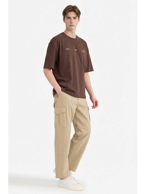 DeFacto %100 Pamuk Boxy Fit Baskılı Tişört F8025AX26SP