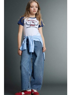 DeFacto Baggy Fit Geniş Paça Jean Pantolon Kız Çocuk G4650A826SM
