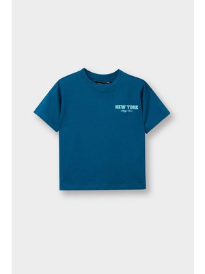 DeFacto %100 Pamuk Regular Fit Slogan Desenli Kısa Kollu Tişört Erkek Bebek D7910A526SM
