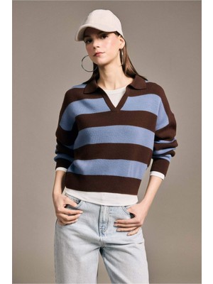 DeFacto Oversize Çizgili Kazak H3657AX26SP