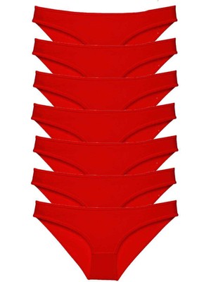 Royaleks 7 Adet Süper Eko Set Likralı Kadın Slip Külot Kırmızı