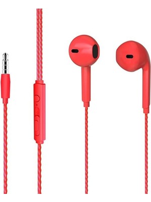 Zemira Lecoo EH104R 3.5 mm Jacklı Kablolu Kulak Içi Mikrofonlu Kulaklık Kırmızı