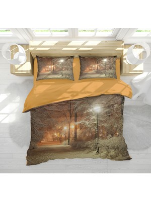 Sarel Kar Motif Baskılı 3D Çift Kişilik Nevresim Takımı