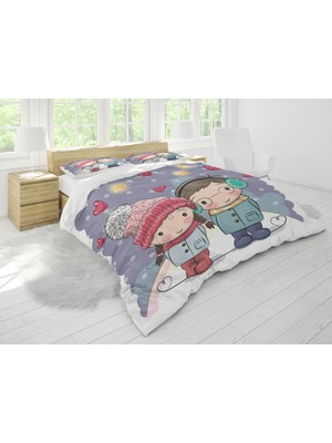 Sarel Sevimli Karakter Çift Baskılı 3D Çift Kişilik Nevresim Takımı