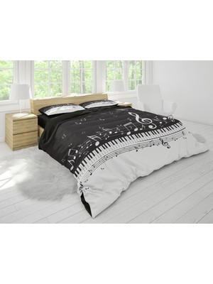 Sarel Piyano Nota Baskılı 3D Çift Kişilik Nevresim Takımı