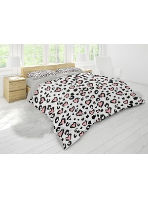 Sarel Kalpli Leopar Desenli 3D Çift Kişilik Nevresim Takımı