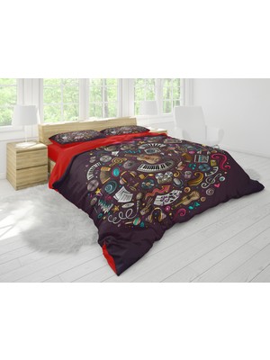 Sarel Müzikal Sembol Temalı 3D Çift Kişilik Nevresim Takımı