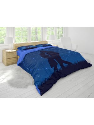 Sarel Gece Manzaralı Romantik Çift 3D Çift Kişilik Nevresim Takımı