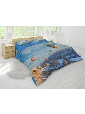 Sarel Kapadokya Manzaralı 3D Çift Kişilik Nevresim Takımı