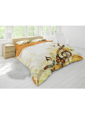 Sarel Müzik Motif Baskılı 3D Çift Kişilik Nevresim Takımı