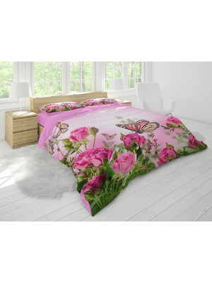 Sarel Kelebek Baskılı 3D Çift Kişilik Nevresim Takımı