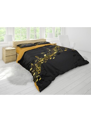 Sarel Müzik Notası Baskılı 3D Çift Kişilik Nevresim Takımı