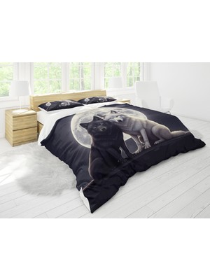 Sarel Çift Kurtlar Baskılı 3D Çift Kişilik Nevresim Takımı