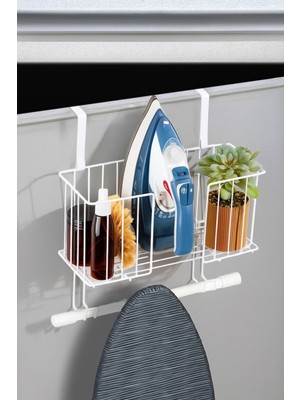 TncPatiShop Kapı Arkası Ütü ve Ütü Masası Askısı Ütü Düzenleyici Raf Ayarlanabilir Organizer Ütü Askılığı Beyaz