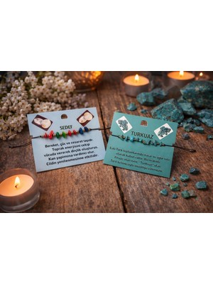 Seymen Bıçakçılık Doğal Taş Bileklik Sedef Turkuaz El Yapımı Ayarlanabilir Unisex