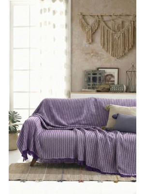 Rell Home Pamuklu Saçaklı Koltuk Örtüsü Çok Amaçlı Örtü | Koltuk Şalı | Çekyat Örtüsü 170X220 cm