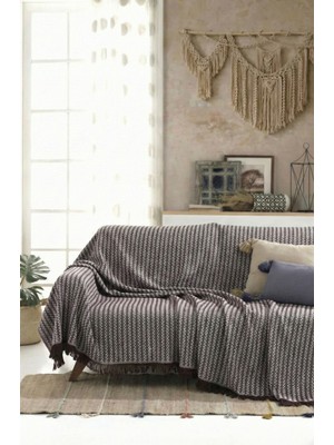 Rell Home Pamuklu Saçaklı Koltuk Örtüsü Çok Amaçlı Örtü | Koltuk Şalı | Çekyat Örtüsü 170X220 cm