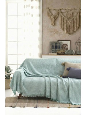 Rell Home Pamuklu Saçaklı Koltuk Örtüsü Çok Amaçlı Örtü | Koltuk Şalı | Çekyat Örtüsü 170X220 cm