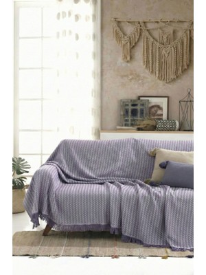 Rell Home Pamuklu Saçaklı Koltuk Örtüsü Çok Amaçlı Örtü | Koltuk Şalı | Çekyat Örtüsü 170X220 cm