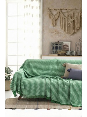 Rell Home Pamuklu Saçaklı Koltuk Örtüsü Çok Amaçlı Örtü | Koltuk Şalı | Çekyat Örtüsü 170X220 cm