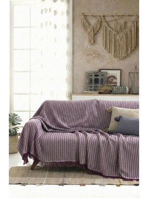 Rell Home Pamuklu Saçaklı Koltuk Örtüsü Çok Amaçlı Örtü | Koltuk Şalı | Çekyat Örtüsü 170X220 cm