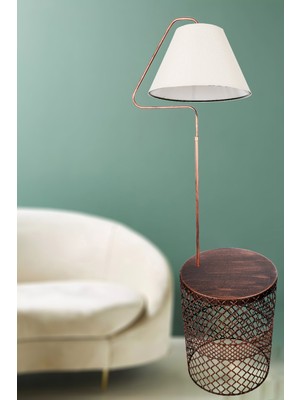 Venon Aydınlatma Lambader Rose Sehpalı Üçgen Siyah Bakır Patine Krem Şapka