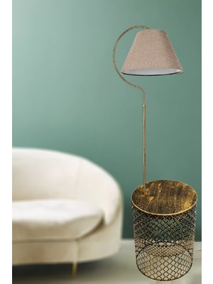 Venon Aydınlatma Lambader Gold Sehpalı Üçgen Siyah Sarı Patine Kahverengi Şapka