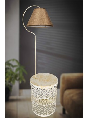 Venon Aydınlatma Lambader Gold Sehpalı Üçgen Krem Sarı Patine Kahverengi Şapka