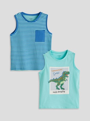 Lc Waikiki Yeni Sezon Bisiklet Yaka Çizgili Erkek Çocuk Atlet 2'li